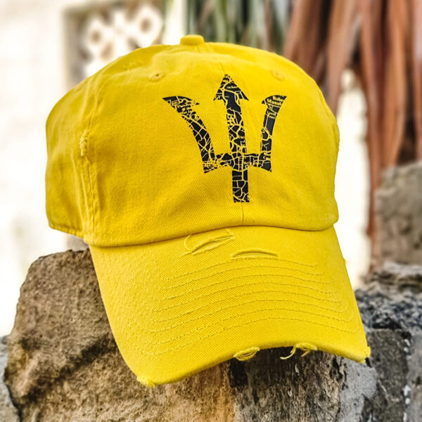 Bajan Trident Black Print Yellow Hat