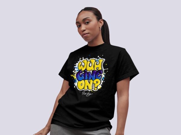 Wuh gine on Black Tshirt - Barbados Apparel