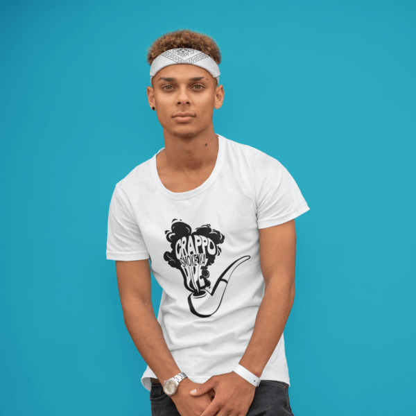 crappo smoke de pipe male white shirt bajan apparel